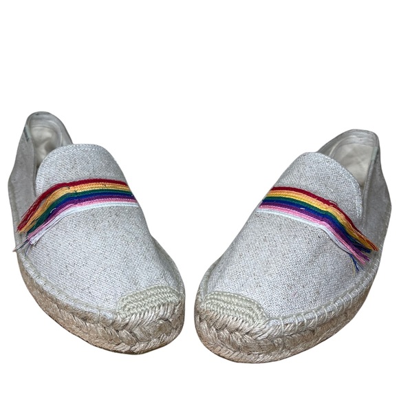 Soludos Espadrilles Shoes Embroidered Canvas Rainbow Tan Neutral Flats Womens 11 - Picture 6 of 16